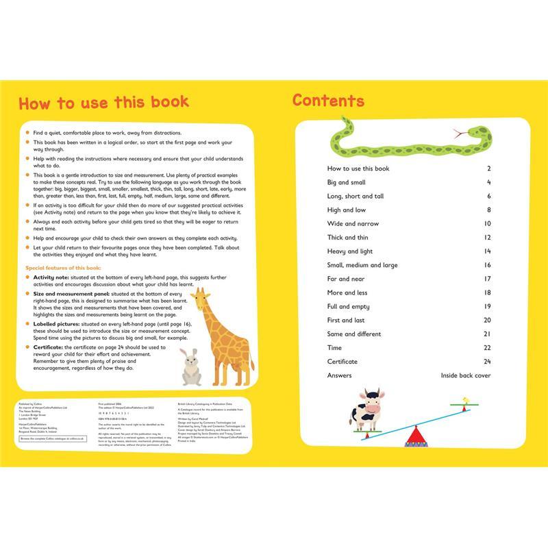 Size and Measurement Ages 3-5: Ideal for home learning middle  school school  booked 2