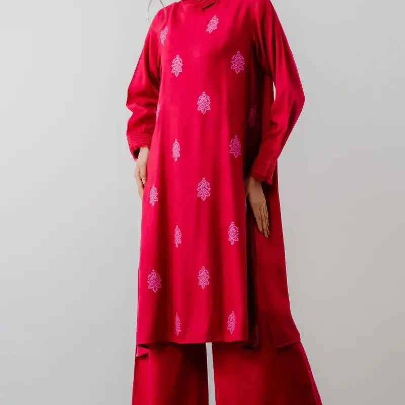 Wear Ego, Ayudia Fabric (winters), 2 Piece Stitched, Deep pink
