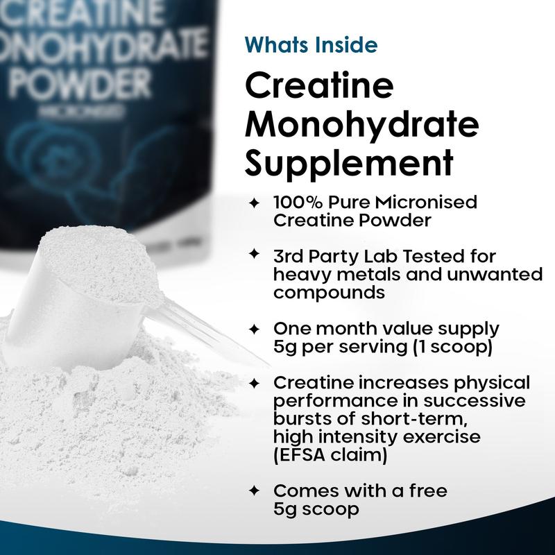 Creatine Monohydrate Powder 150g of Micronized Creatine for easy mixing - pre/post workout gym supplements 1