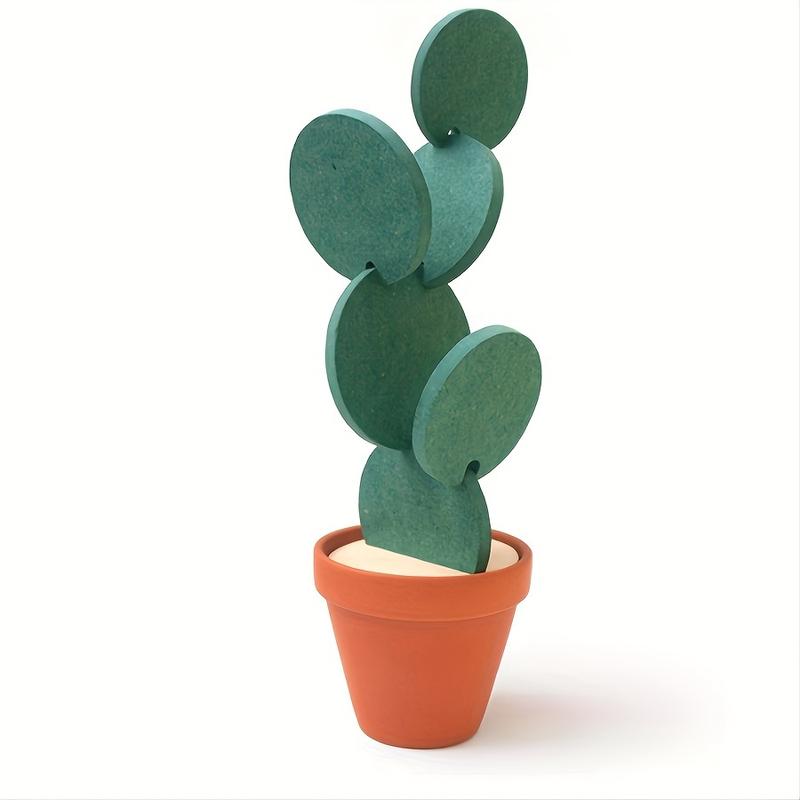 6pcs/set Coasters, DIY Cactus Coaster With Flowerpot Holder For Drinks, Novelty Gift For Home, Office And Bar Decor And Improvement, Living Room Decor, Dinning Room Decor, Home Supplies 5