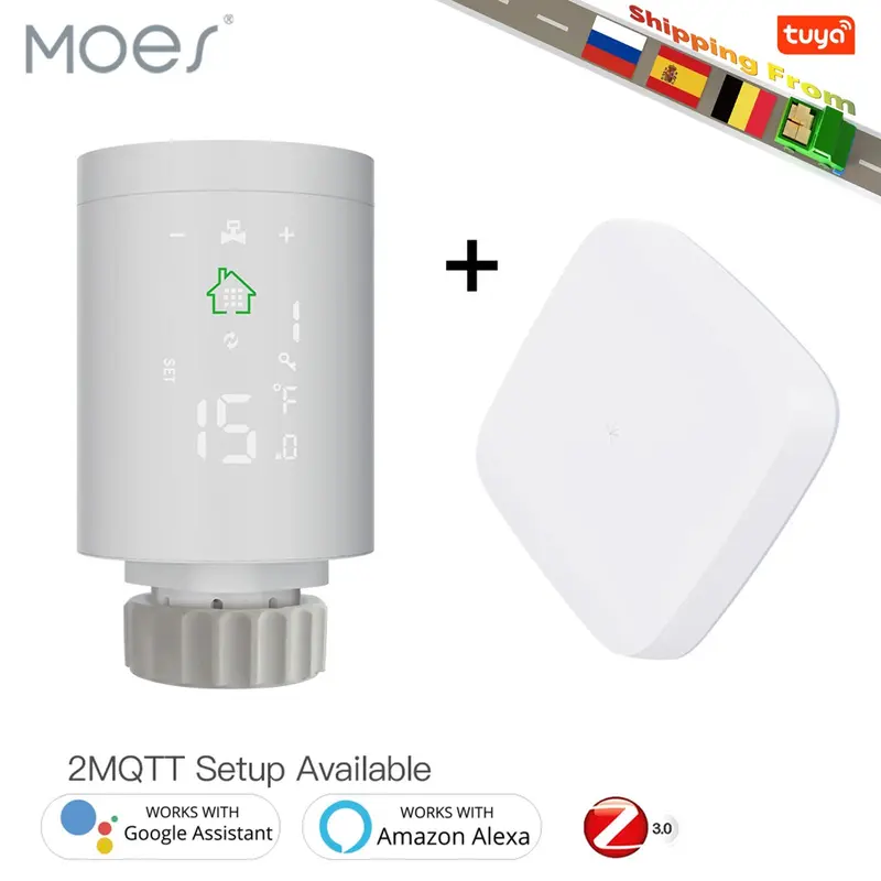 MOES ZigBee3.0 Radiator Actuator Programmable Thermostatic Valve Tuya Temperature Controller 2MQTT Alexa Google Voice Smart App 0