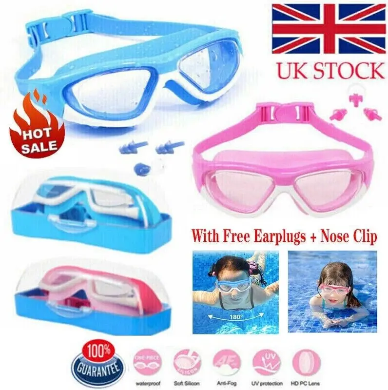 Kids Anti-Fog Swimming Goggles Pool Swim Adjustable Glasses Children Boys Girls 8