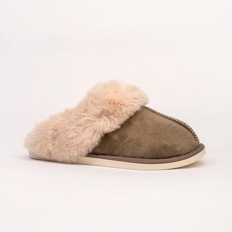 Women's Lizzie Faux Fur Suede Slippers - Navy, Mink, Grey, Burgundy and Chestnut - Comfort, Shoe, Weight Girl Soft Footwear Lightweight Slide 3