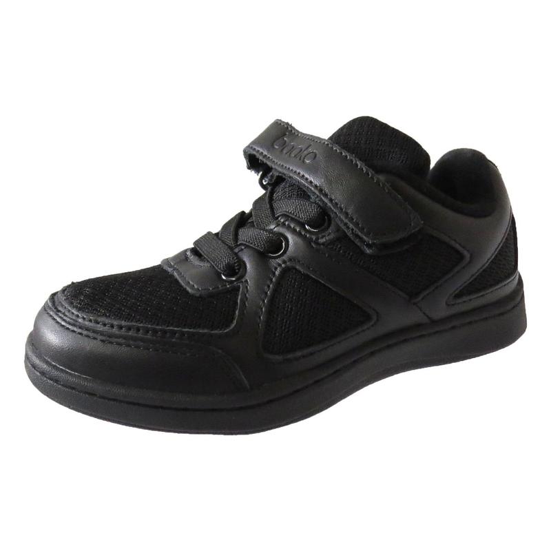Boy School Shoe Kids Children's Touch Strap Comfortable Leather Black Sports Gym PE Sneakers Trainers 4