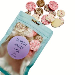 Pawfect Dog Pick n Mix Dog Treats - Jazzie Mix - 80g Dog Friendly Chocolate Jazzies Strawberry, White and Brown flavours