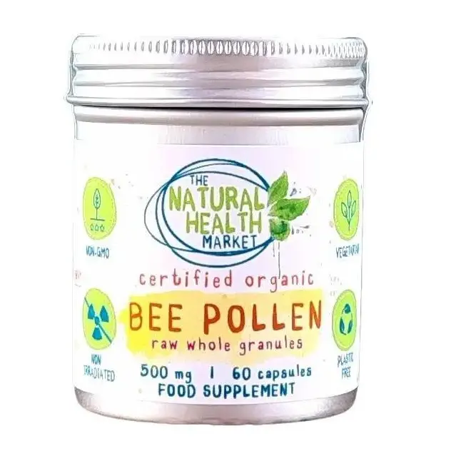 Organic Bee Pollen Capsules 500mg By The Natural Health Market Dietary Supplement