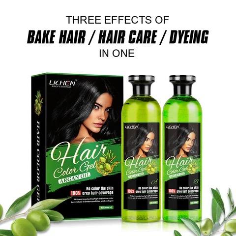 Lichen Professional Hair Color Gel LARGE SIZE NATURAL BLACK 500ml Hair Dye - Beard Color 5