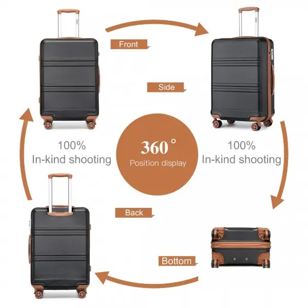 Kono 20 Inch Lightweight Suitcase Spinner 4 Wheels Luggage Trolley Travel Case built-in organizer 4 wheels 360 rotation multifunctional 8