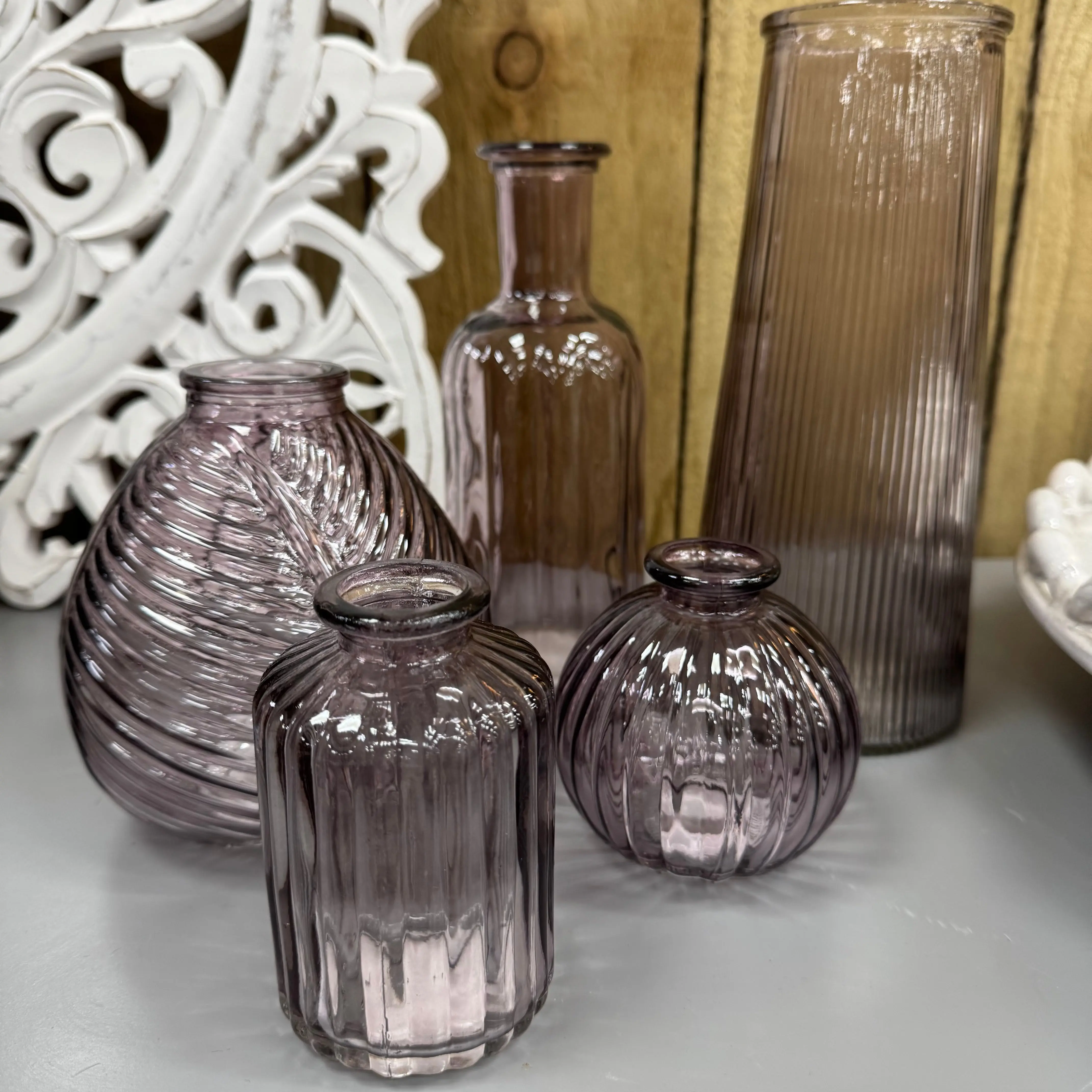 Small Glass Bottle Vases Amethyst - 5 styles