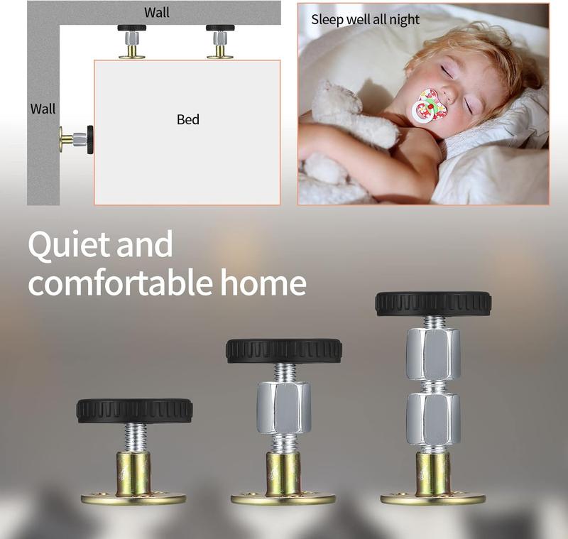 2 Packs Headboard Stoppers, Adjustable Threaded Bed Frame Anti-Shake Tool, Bed Wall Headboard Stoppers Anti-Shake Fixer, Prevent Rocking Headboard Pad for Home Room Bed Furniture Wall Support 3