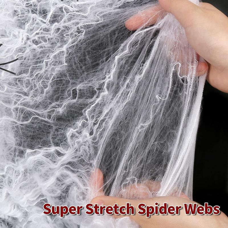 60g Halloween Spider Web Decoration with 30PCS Realistic Fake Spiders - Stretchable Cobwebs for Halloween 2024 | Trendy Halloween Aesthetic Décor for Parties | Spooky Nostalgic Decorations for TikTok Trends | Perfect for Halloween Plastic Room Ornaments 2