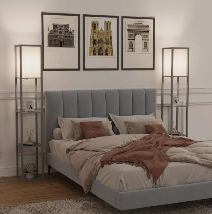 Product Introduction of LED Floor Lamp with 4-tier Storage Display Shelf and Wooden Frame for Modern Standing Lounge Light 34