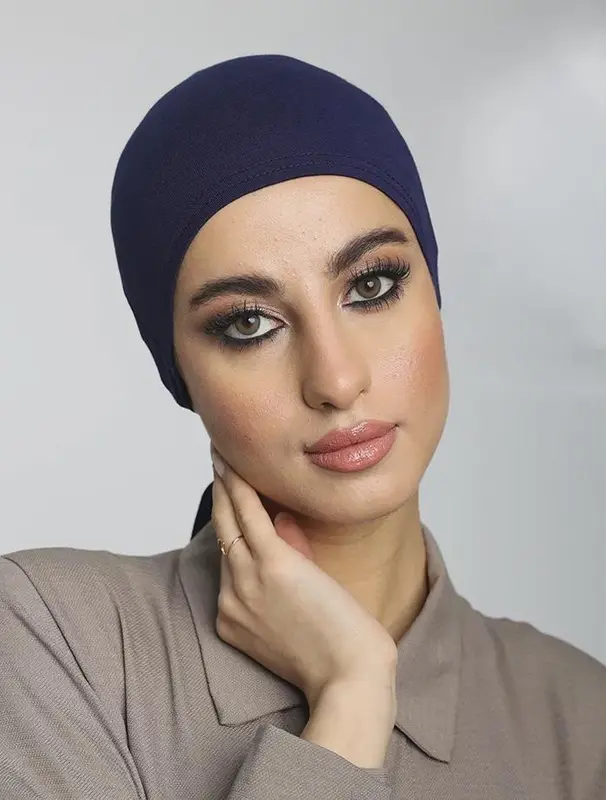 Navy Tie Hijab Cap 0