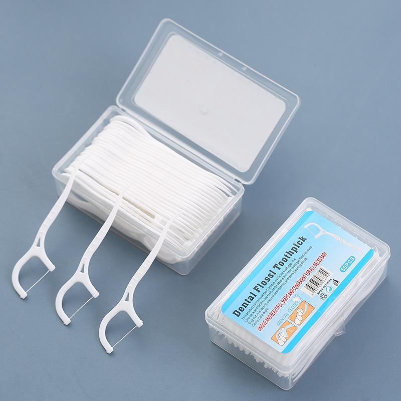 50 pieces of dental floss high tension toothpick portable arch ultra fine floss Joint cleaning and care flat line dental stick Oral Comfort 0