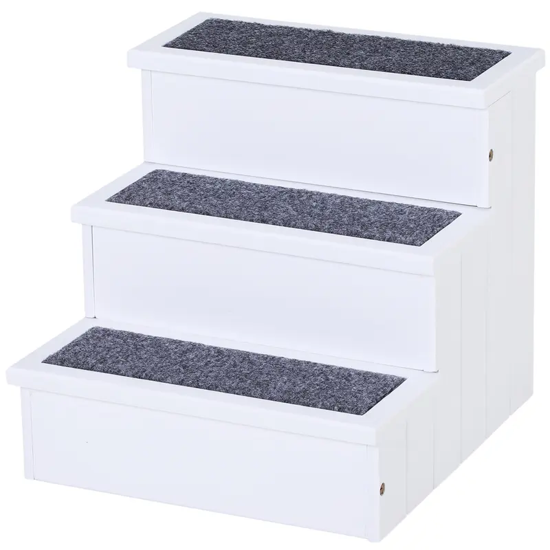 White Wooden Pet Stairs, 3-Step, 40.5x44.5x38cm 1