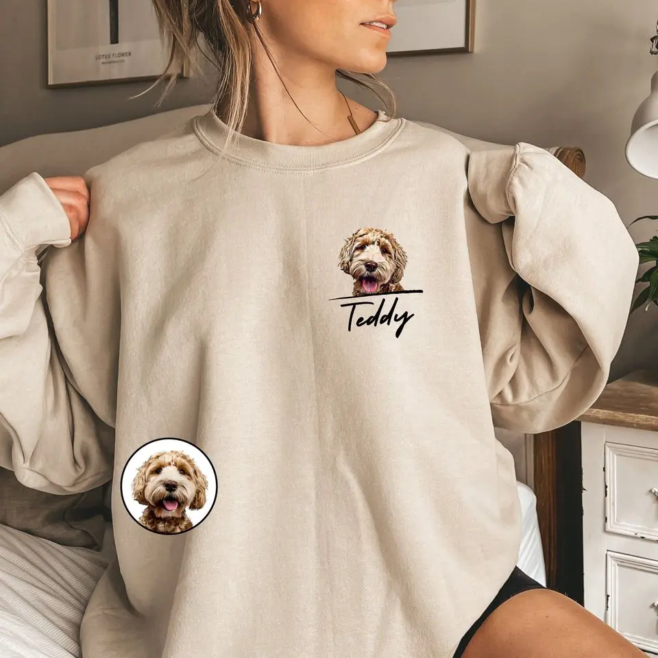 Custom Pet Sweater Dog Drawing From Photo Portrait Sweater Gildan Heavy Cotton