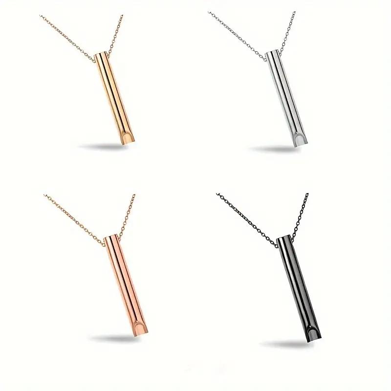 Anxiety Relief Necklace, Mindful Breathing Necklace for Stress & Anxiety Relief, Portable Stress Relief Mindful Necklace Set, Durable Stainless Steel Necklace for Anxiety Relief, Stress Relief Relaxation Gift for Unisex breathing  necklace necklace 1