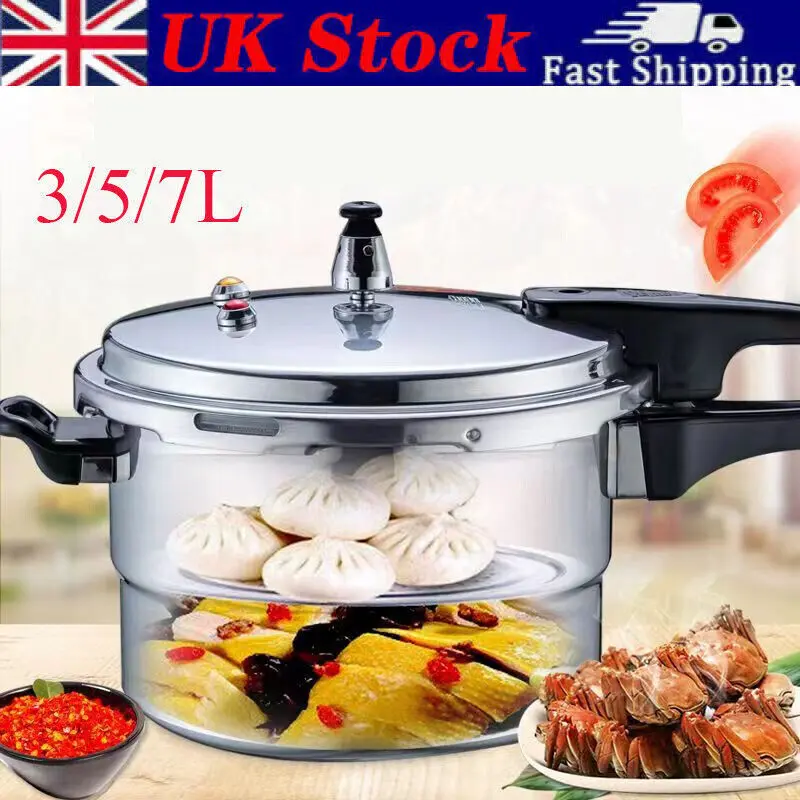 3-5-7L Aluminium Pressure Cooker Quick with Lid Latch Indicator Explosion-Proof