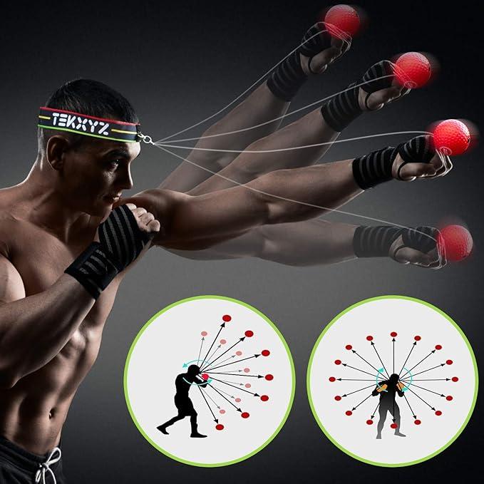 Reaction Ball, 3 Different Boxing Reaction Ball with Headband, Softer Than Tennis Ball, Perfect for Reaction, Agility, Punching Speed, Fight Skill and Hand Eye Coordination Training Ramdan Sale 50% off On Ramdan 3
