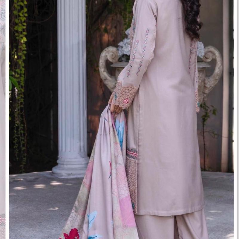 Mahi D6 043 Ladies Pakistani Embroidered Readymade Dhanak Shalwar Kameez Suit with Pashmina Shawl Womenswear 2