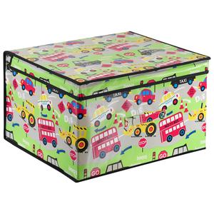 The Magic Toy Shop Kids Room Storage Box with Road Works Design Large Collapsible Foldable Lightweight Organiser