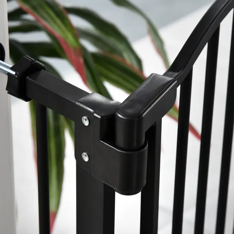 PawHut Pressure Fit Dog Stair Gate No Drilling Safety Gate Auto Close for Doorways, Hallways, Adjustable, Black 8