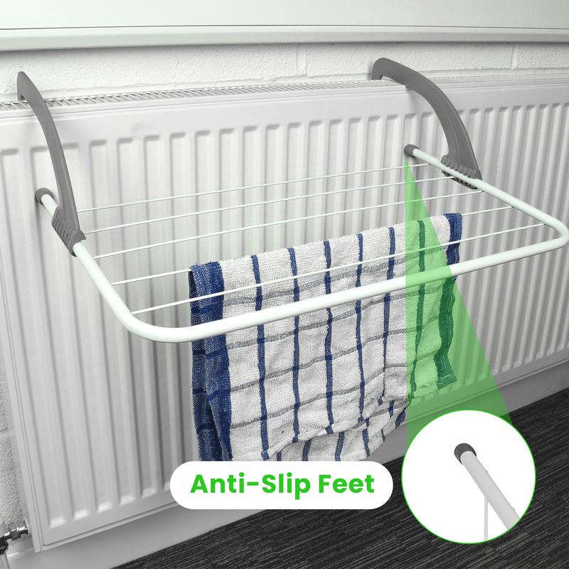 1x GREY Over Radiator Clothes Airer Accessories Laundry Plastic Rack 6