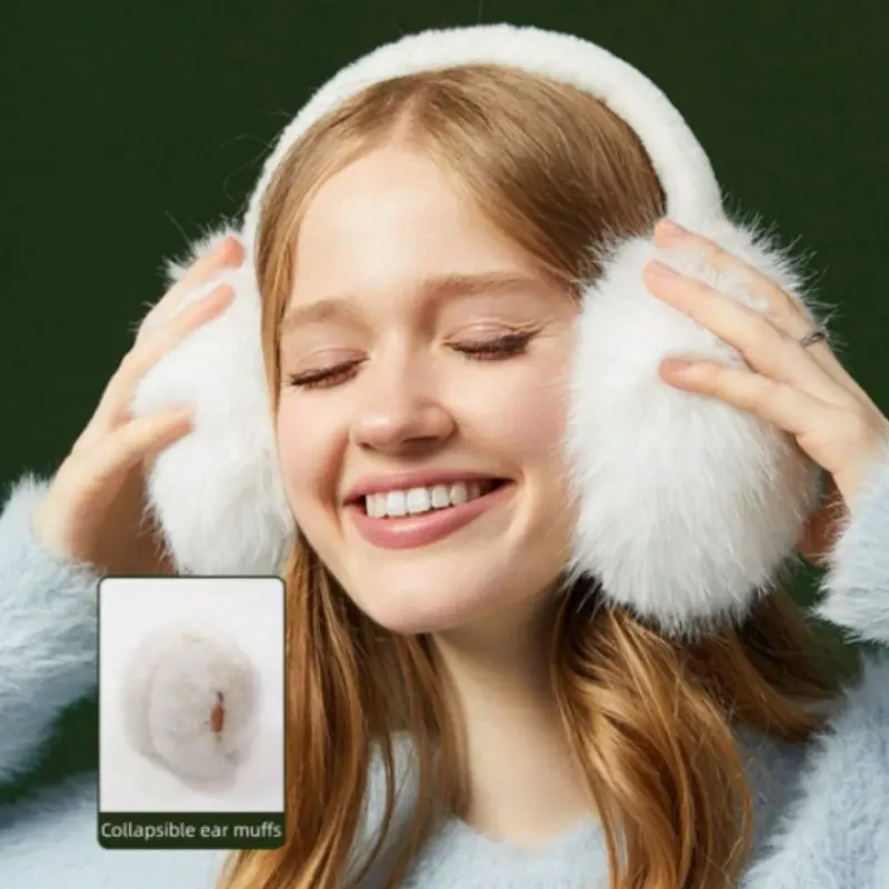 Cozy & Stylish Women's Plush Earmuffs - Windproof, Warm, Foldable Design for Winter Comfort 2