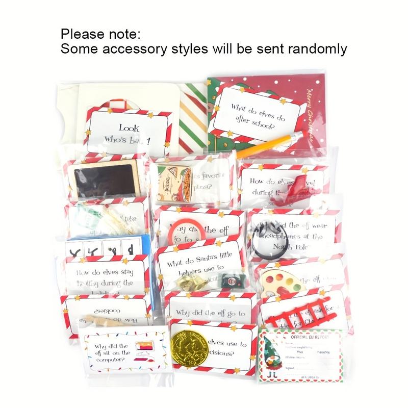Product Introduction of 24pcs Elf on the Shelf Advent Calendar Kit, Christmas Countdown with Jokes & Surprises, Festive Home Decor, No Feather, Plastic, Battery-Free, Holiday Seasonal Decor 5