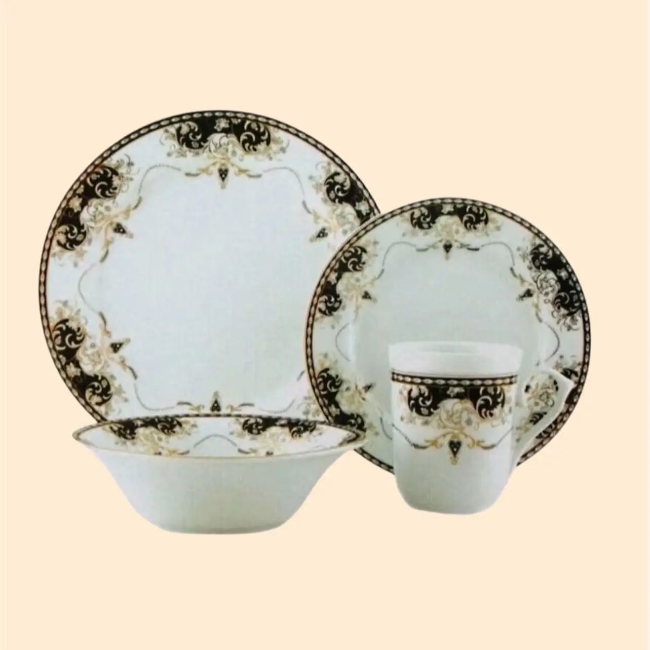 16 Pieces Dinner Set With Printed Design