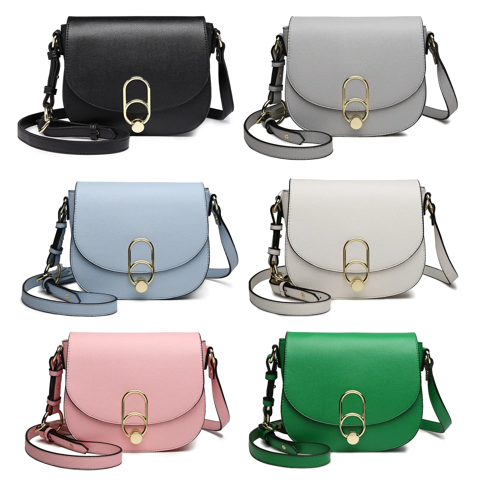 [MissLulu Bags] Women's Holiday Style PU Leather Crossbody Saddle Bag with Zipper and Buckle Closure