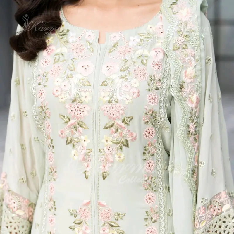 ORIGINAL BRANDED 3PC READY-MADE LUXURY EMBROIDERED PARTY WEAR KARMA CHIFFON COLLECTION Womenswear Formal 3
