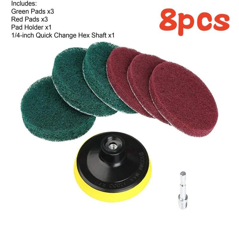 Product Introduction of New 4 Inch Drill Power Brush Tile Scrubber Scouring Pads Cleaning Kit Household Cleaning Tool Bathroom Floor Tub Polishing Pad 31