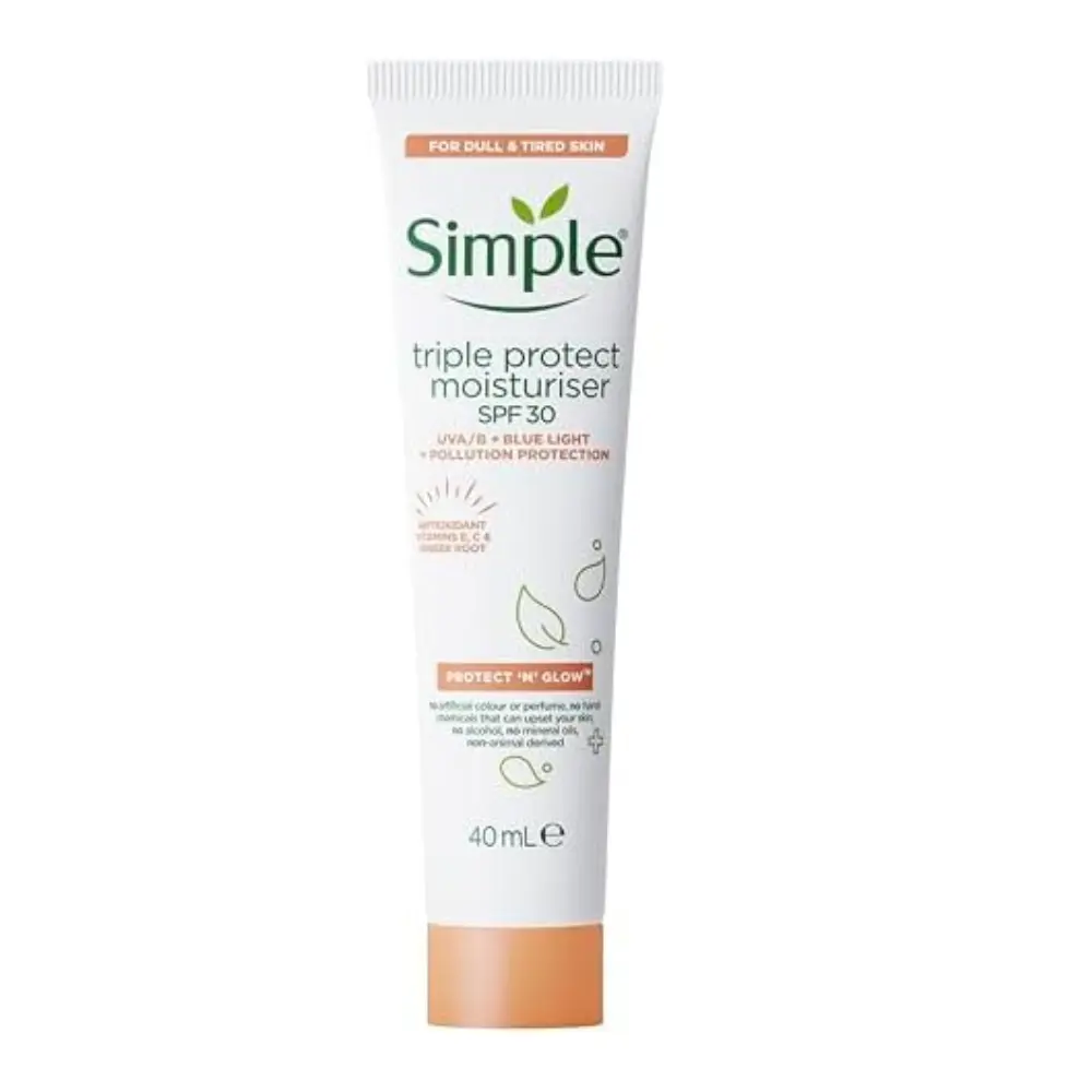 Simple Protect 'N' Glow Triple Protect Moisturiser, Face Cream 40ml