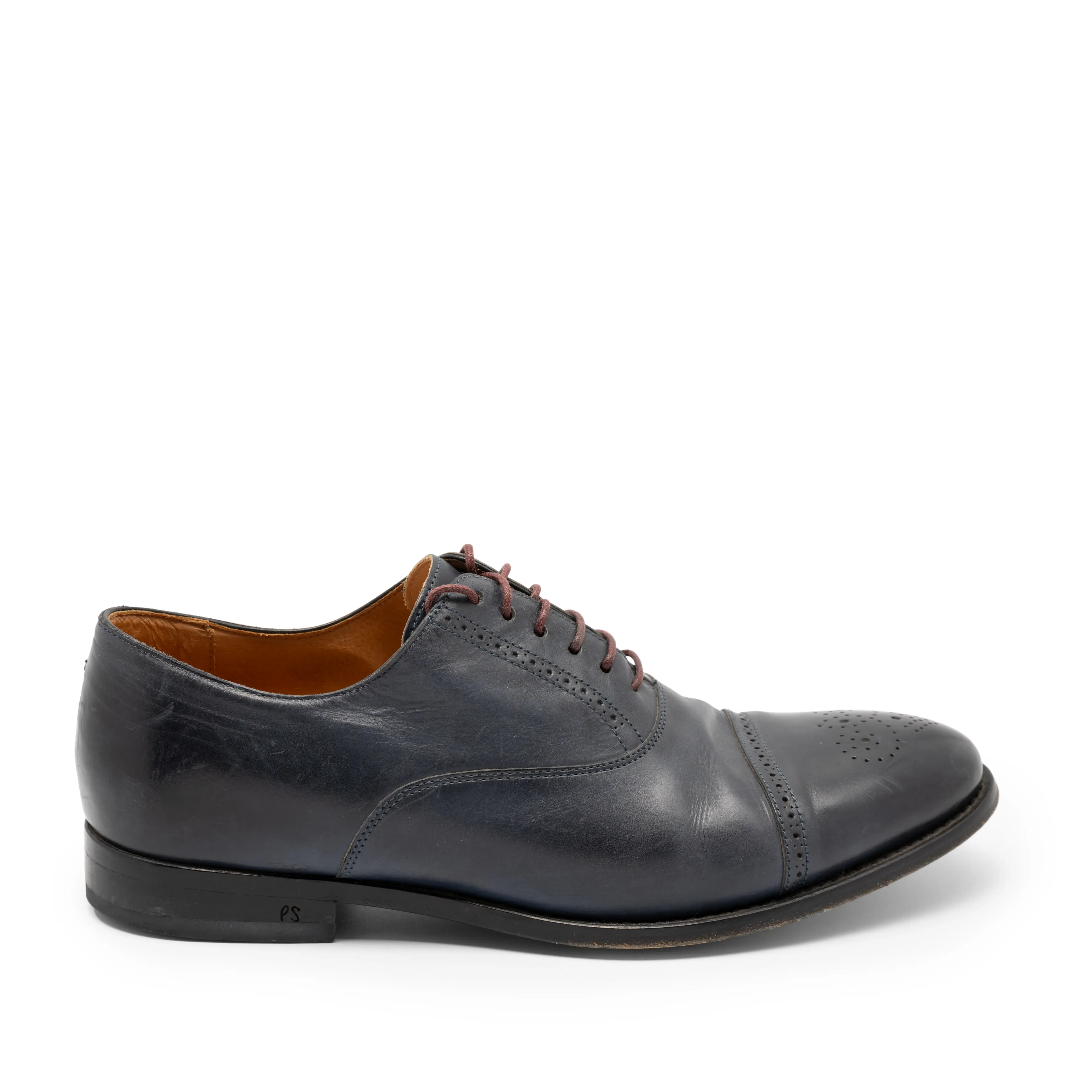 Preowned Paul Smith 7.5 US Blue Leather Oxford Calfskin Good condition