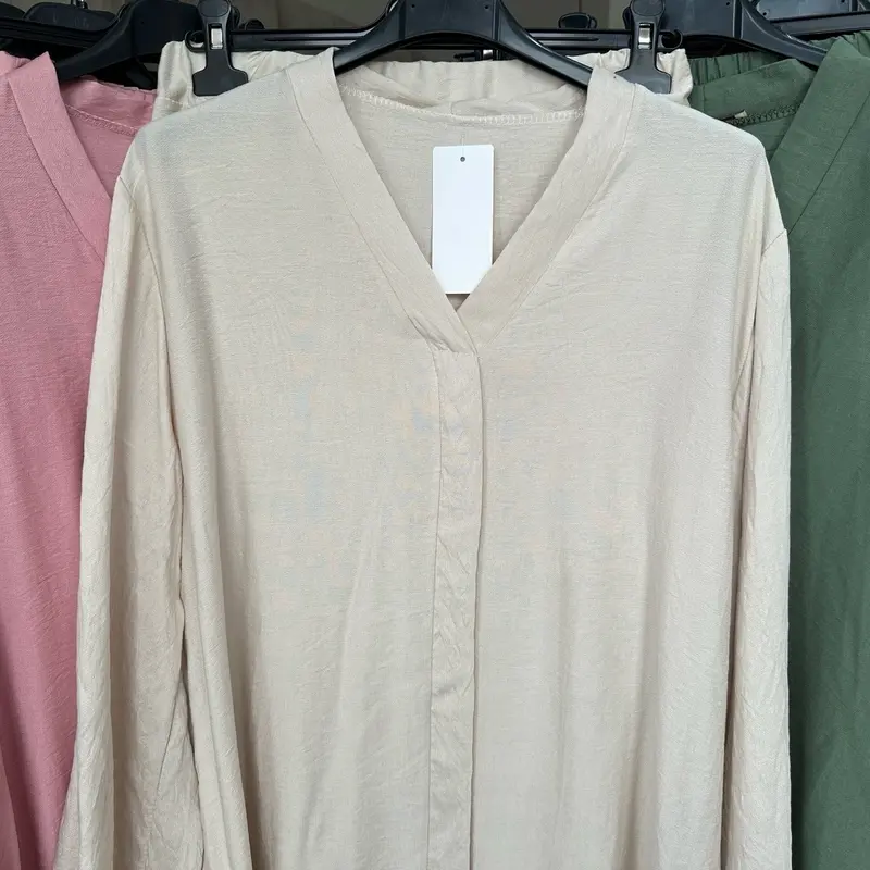 Linen Feel Comfortable Two-Piece Top and Trousers Set 7