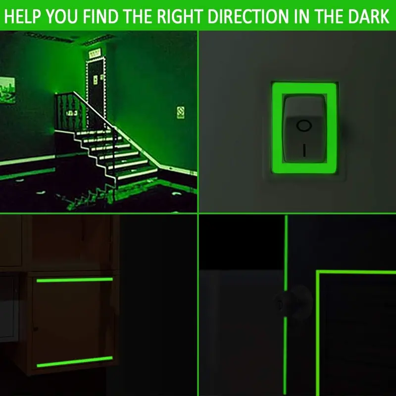 2PCS Luminous Tape,10m x 10mm Glow in Dark Tape Waterproof Fluorescent Adhesive Tape Warning Tape for Stairs Stage Supplies Decoration(Green Light) 5