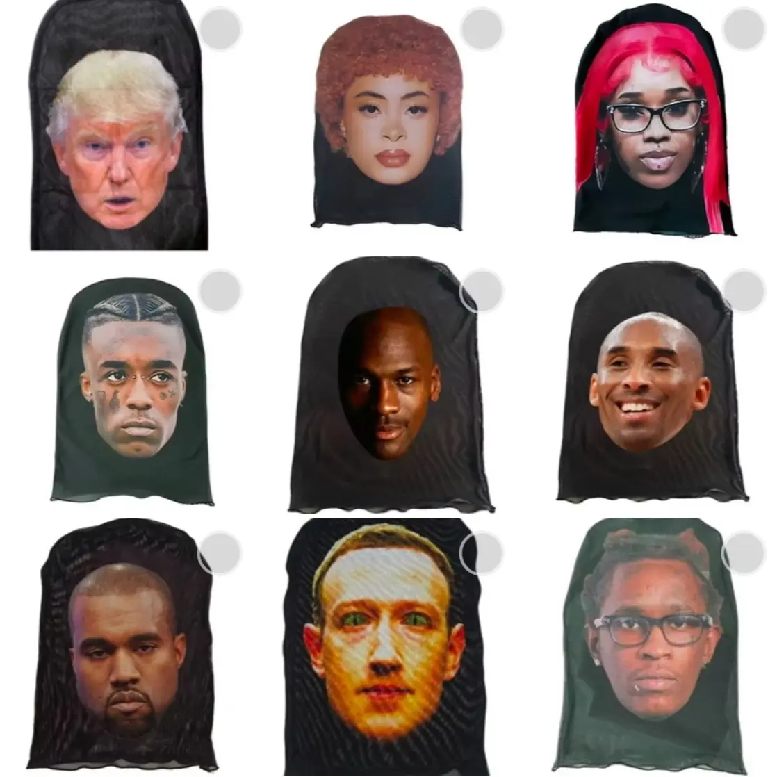 Fashion Hip-hop Superstar Celebrity Mask Full Face Visiable Elastic Mesh Halloween Cosplay Headwear CR7 Messi Shiesty balaclava rapper president famous people masks singers Clothes Menswear Costumes Man unisex cosplay Halloween costume TMLRJ