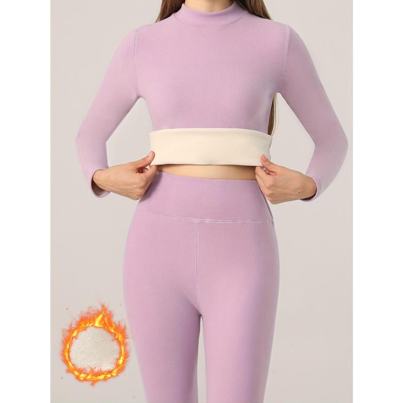 2pcs, Autumn And Winter Warm Suit For Women, Including Warm Base Top And Pants, Thermal Wear For Fall And Winter Womenswear Underwear 1