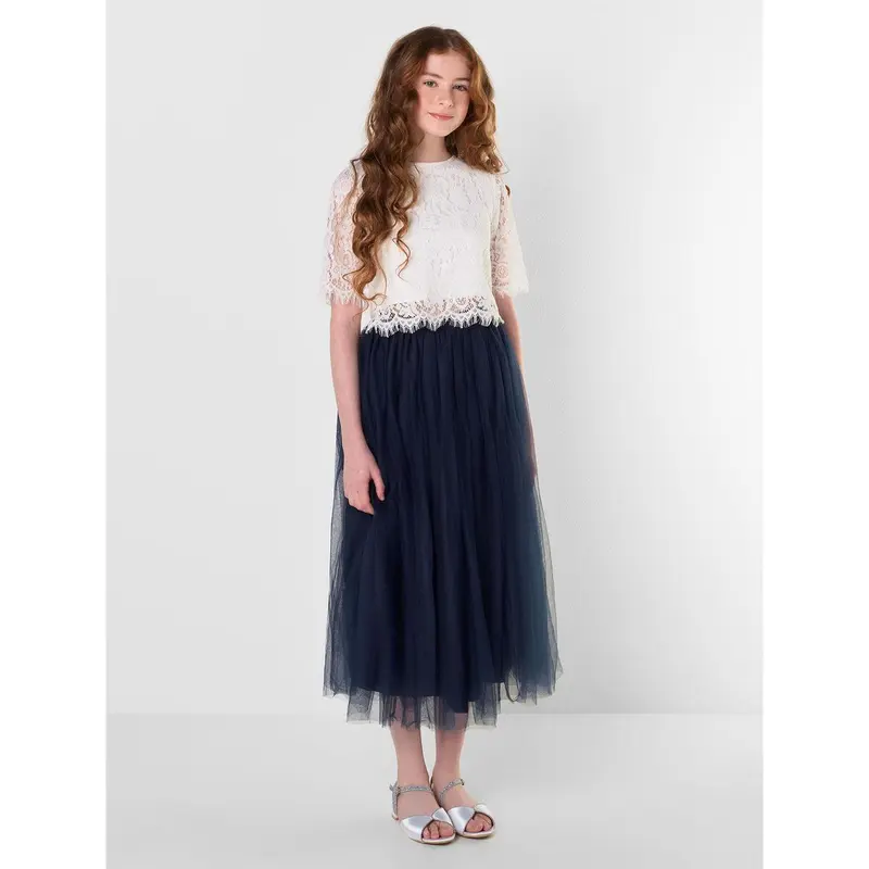 Girls classic navy maxi skirt - Viola 1