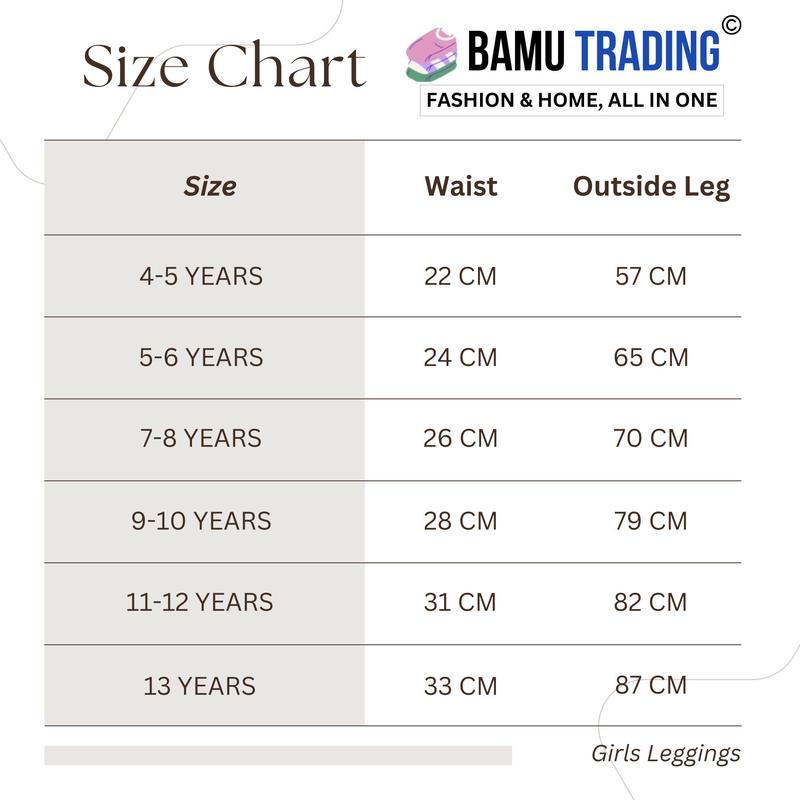 Bamu 2,3 & 5 Pack Girls Kids Children Lycra Cotton Soft Stretchy Leggings with Elasticated Waist (5-14) 4
