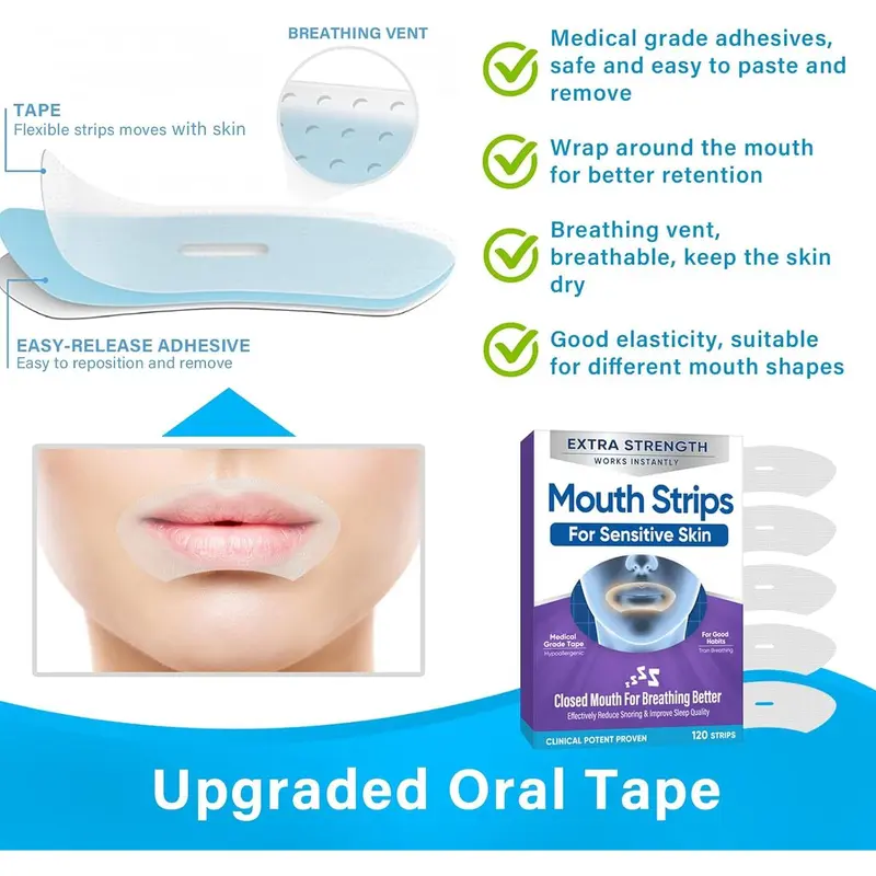 Mouth Tape for Sleeping, 120Pcs Sleep Mouth Tape, Comfortable Anti Snoring Mouth Strip for Less Mouth Breath, Promote Better Nighttime Sleeping and Snoring Relief Gift Skincare 2