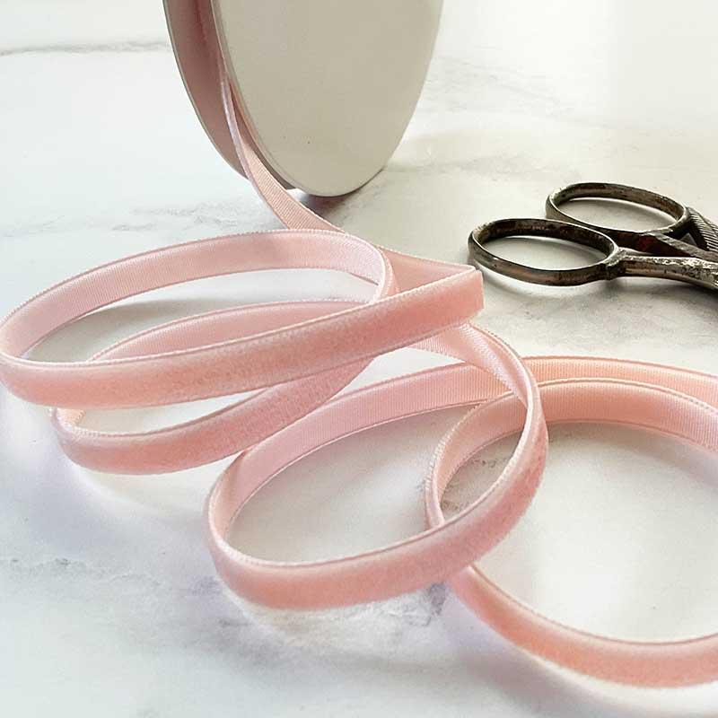 Marble Rose Velvet Ribbon - Light Pink Velvet Ribbon in Various Widths 1