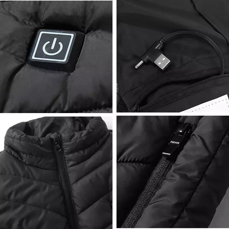 Electric Heated Vest Warm Gilet Winter USB Jacket Men Women Heating Coat Thermal 5