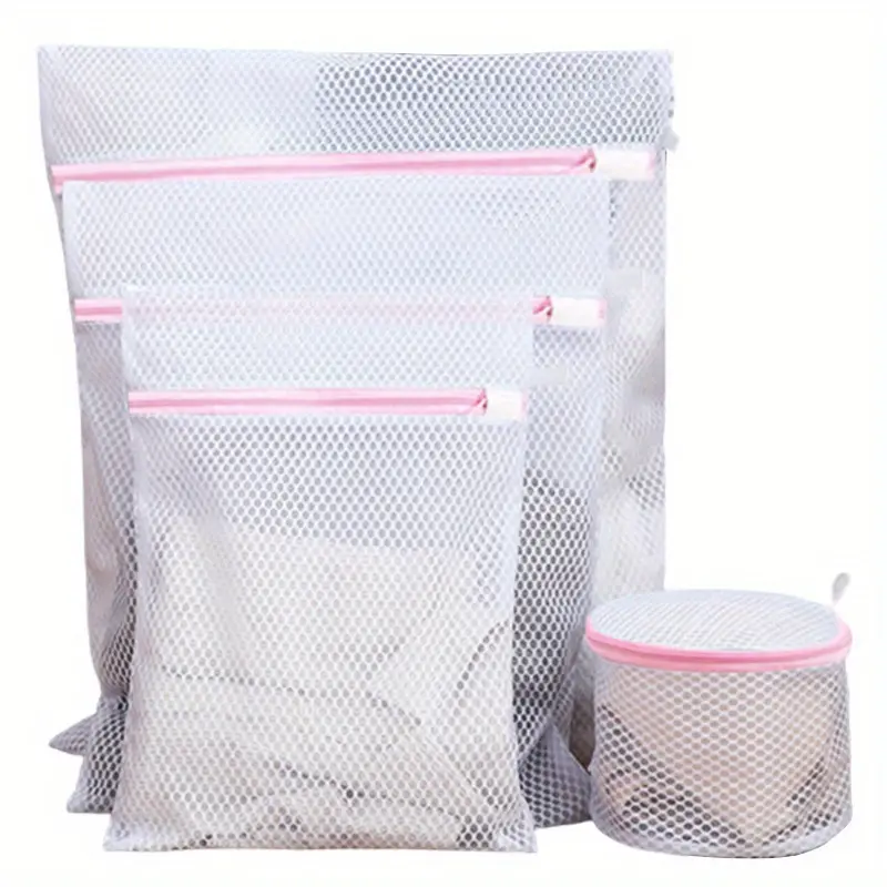 4pcs Mesh Laundry Bags with Zippers - Durable Wash Protector for Delicates, Underwear & Clothes, Rectangular Polyester Mesh Design, Machine Washable, Prevents Tangling & Damage, Laundry Room Accessories, Laundry Bags 4