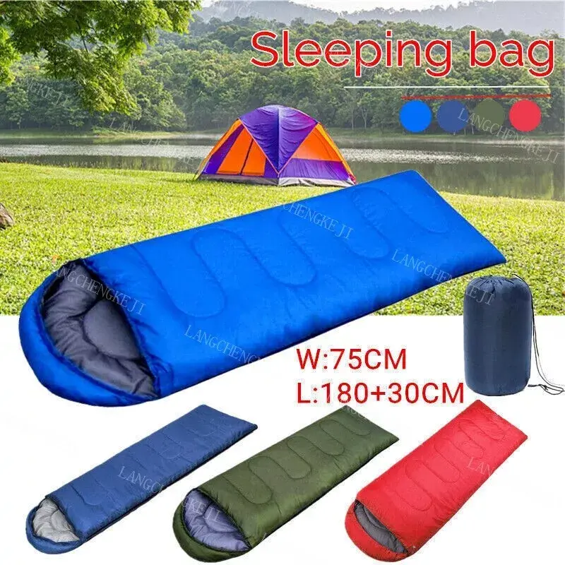 4 SEASON SINGLE SLEEPING BAGS CAMPING RECTANGULAR ENVELOPE ZIP UP KIDS ADULT UK 6