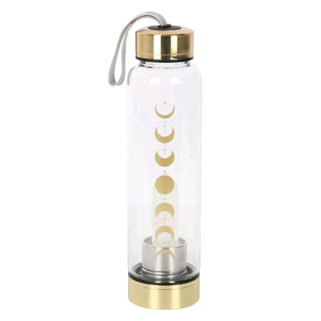 Luna phase clear quartz tower moon glass bottle