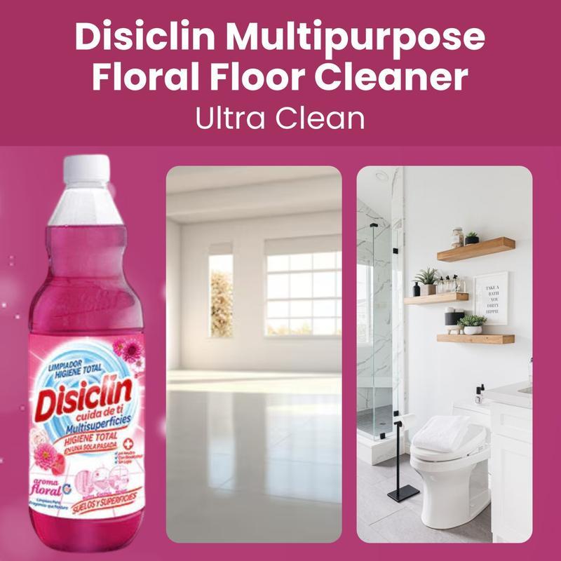 Disiclin Spanish Cleaning Multipurpose Floral Floor Cleaner-Concentrated PH Neutral Formula-Bleach Free with Pleasant Scent, 1L - Household 1