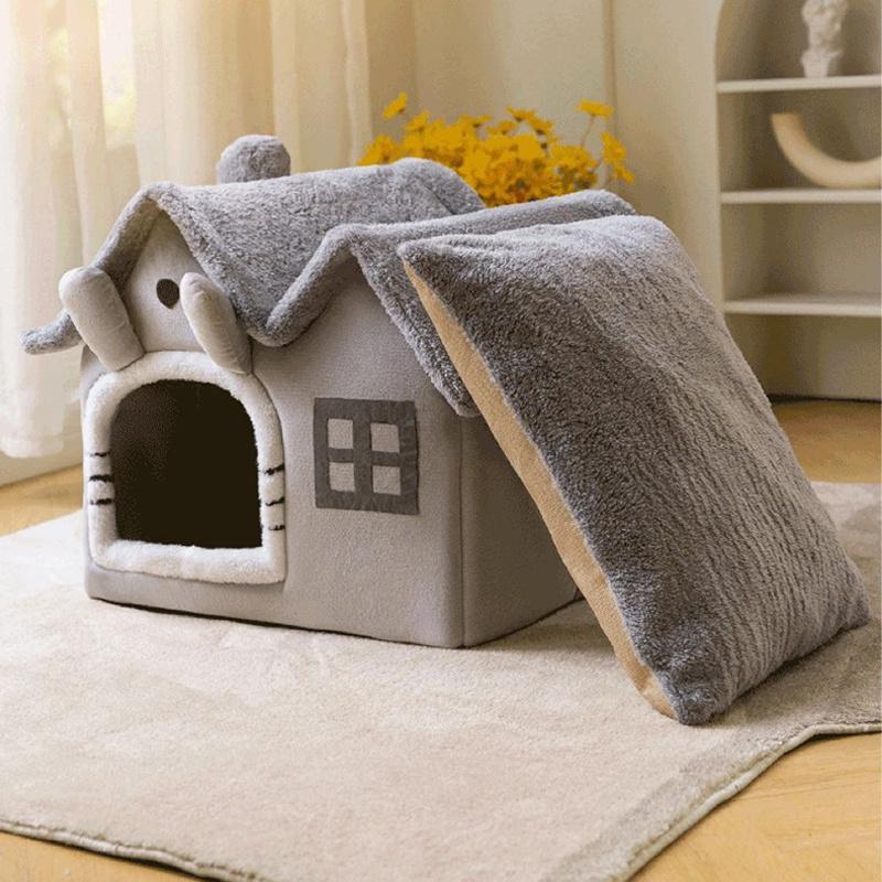 Product Introduction of Cat Pet Dog Warm House Cave Beds for Indoor Cats Cozy Wool Igloo Nest Kennel S-L 11