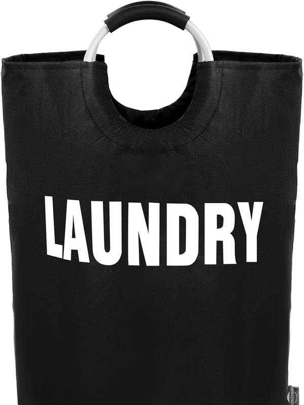 90L Large Laundry Basket, Collapsible Laundry Bag, Freestanding Tall Clothes Hamper, Foldable Washing Bin (Black) 3